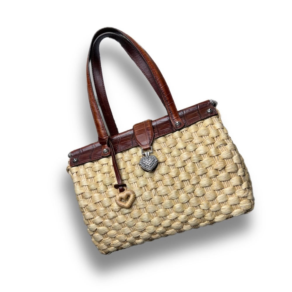 🚫SOLD🚫Brighton Vintage Handbag - Raffia and Leather Handbag